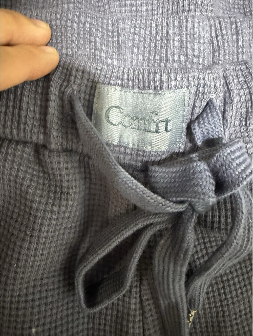 Comfrt Signature Comfort Waffle Set Lounge Crewneck Pants Slate Blue S - Picture 6 of 7